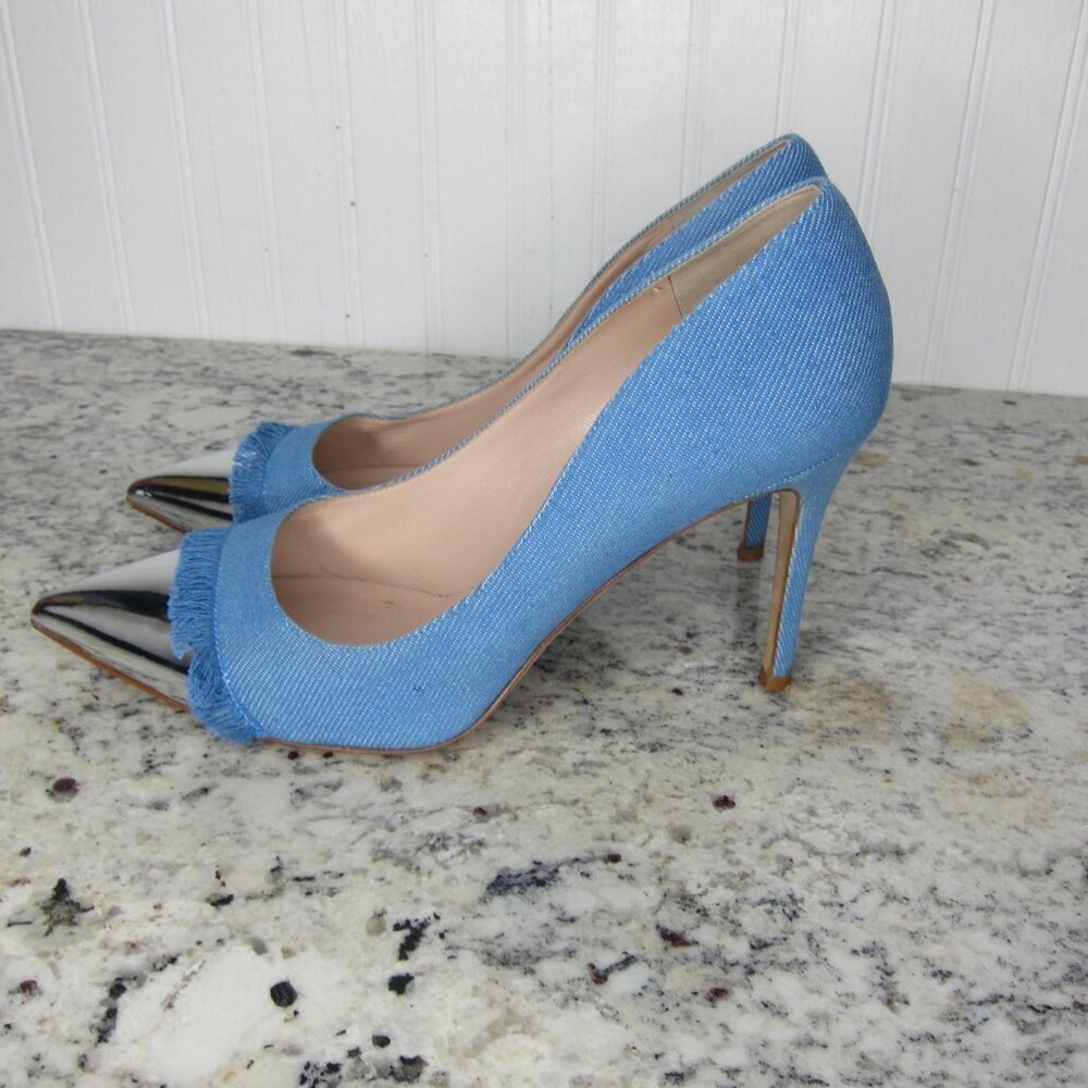 Kate Spade Luciana Fringe Denim Heels Size 8.5 - Picture 3 of 9